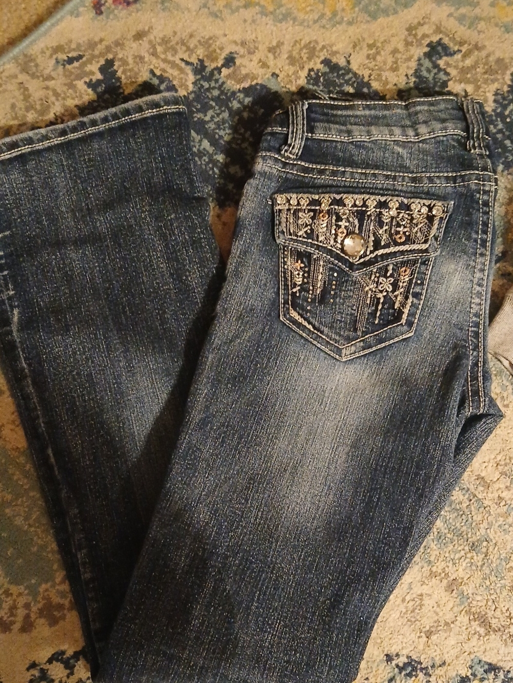 Red Camel Dark Blue Bootcut Jeans with Embellished Back Pocket